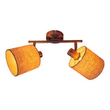 Mur et plafond à 2 places "Maron" en métal-satin avec parapluies en tissu dans la nature, avec une douille E14, la lampe pour le salon, la salle à manger, le couloir et le bureau, 46 x 12 cm