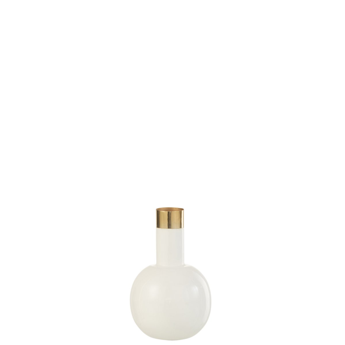 Vase J-Line Gold Border en métal blanc brillant, élégant et moderne