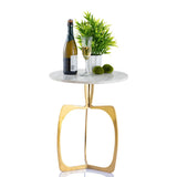Table d'appoint métal ronde ø 45 x 56 cm table décorative marbre Sohoo cadre argent ou or