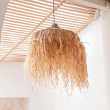 Lampe en Raphia à Longues Franges | Abat-jour | Lampe à suspension KAWI (2 tailles)