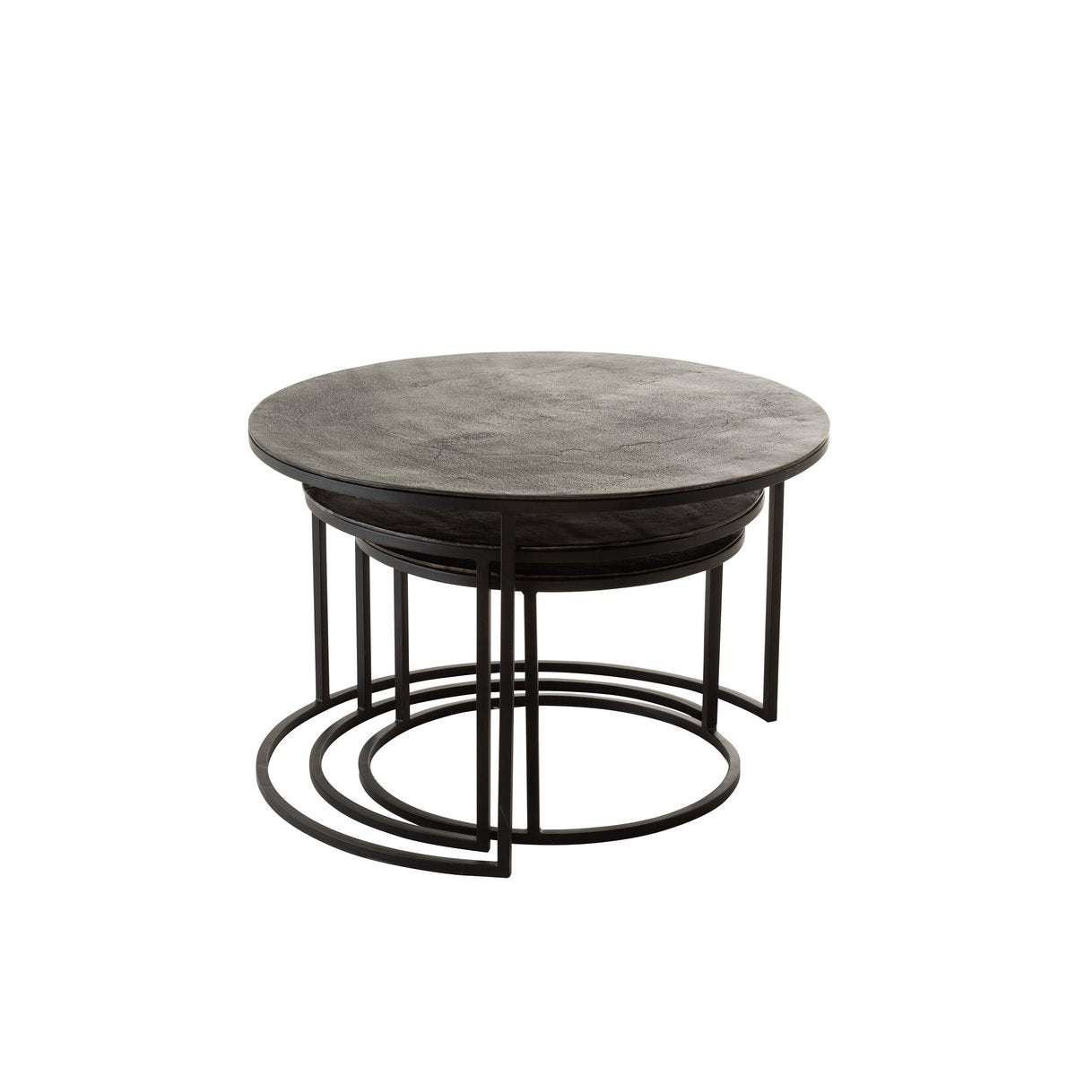 Table d'appoint J-Line Round Oxidize, vue de face avec détails noirs et verts
