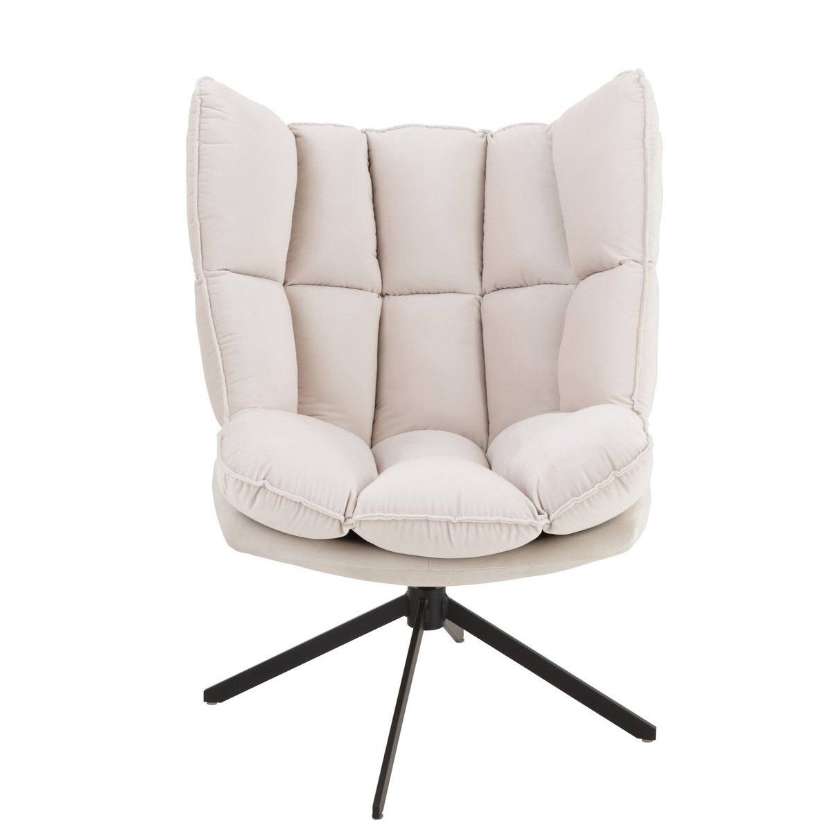 Chaise Relax J-Line en métal et textile beige vue de face