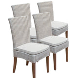 Chaise de salle à manger chaises de rotin 4 pièces chaises de table à manger jardin d'hiver cardine blanc