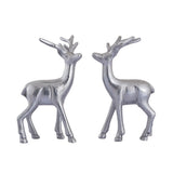 Figure décorative Cerf 2 Set Table Décoration Animal Figure Metal Christmas Decoration Silver O.