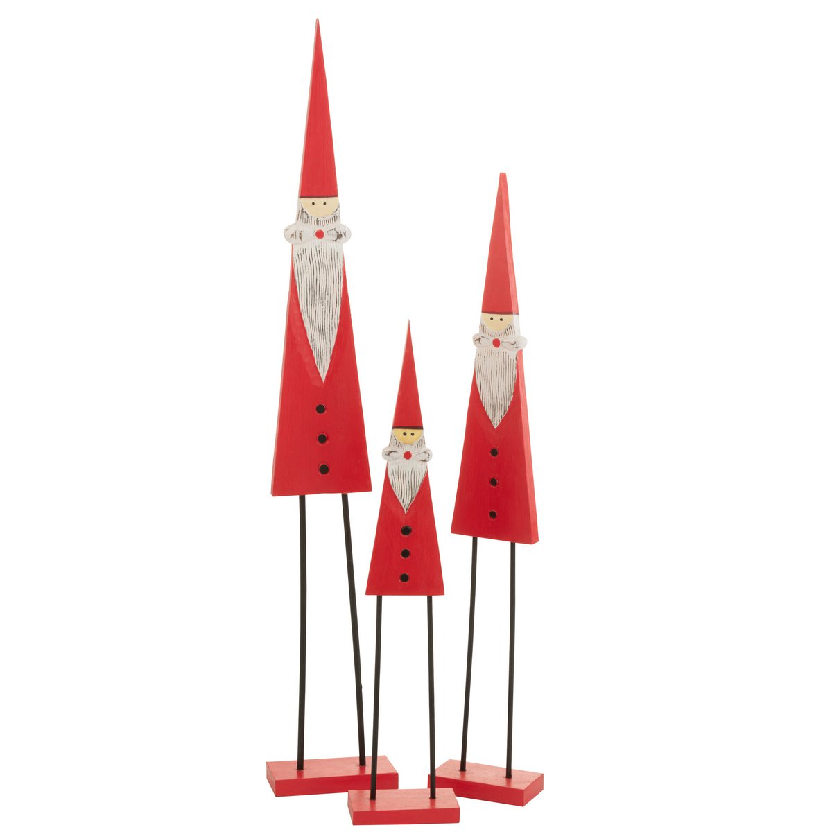 Père Noël sur pied en bois rouge, décoration festive élégante