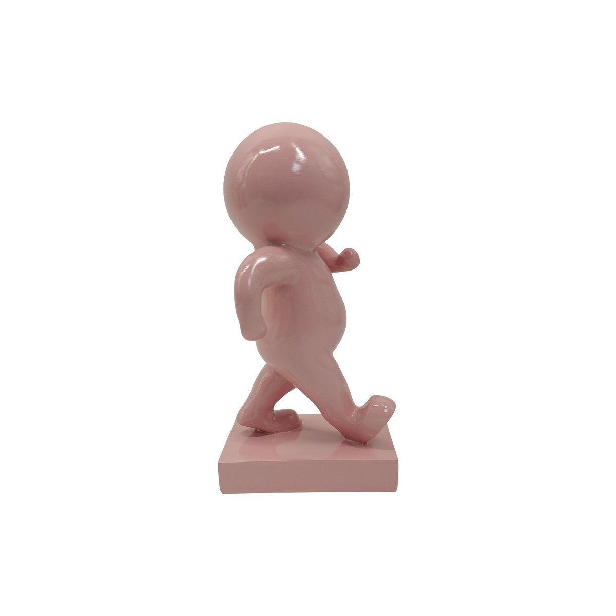 Statue Amigo Marchant en résine rose, vue latérale