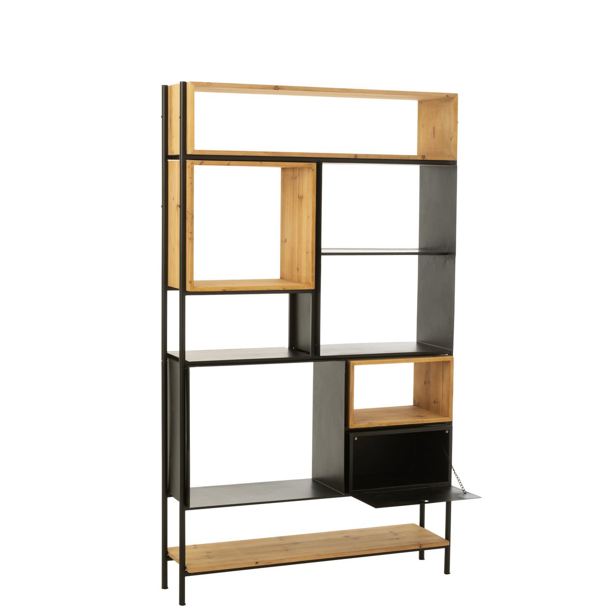 Étagère Tina J-Line en bois naturel et fer noir, vue avant