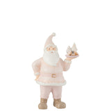 Gâteau Père Noël en résine blanc et rose, décoration festive