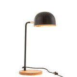Lampe de table J-Line Evy en métal noir et bois naturel, vue de face