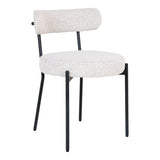 Chaise Badalona en bouclé blanc avec pieds noirs, vue de face