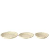 Set de 3 plats Tchad en papier mâché blanc, vue de face