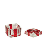 Pot de rangement J-Line en verre rouge - utilisation comme porte-bougie