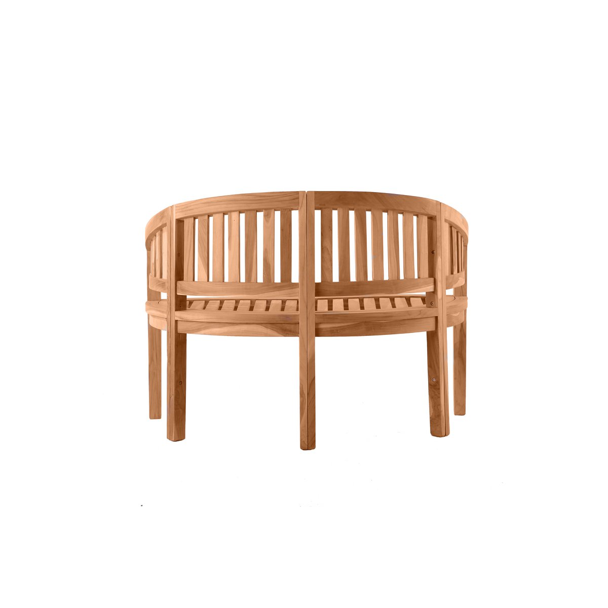 Banc en teck dans un jardin, ambiance lounge