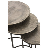 Table d'appoint J-Line Round en aluminium noir, vue de face.