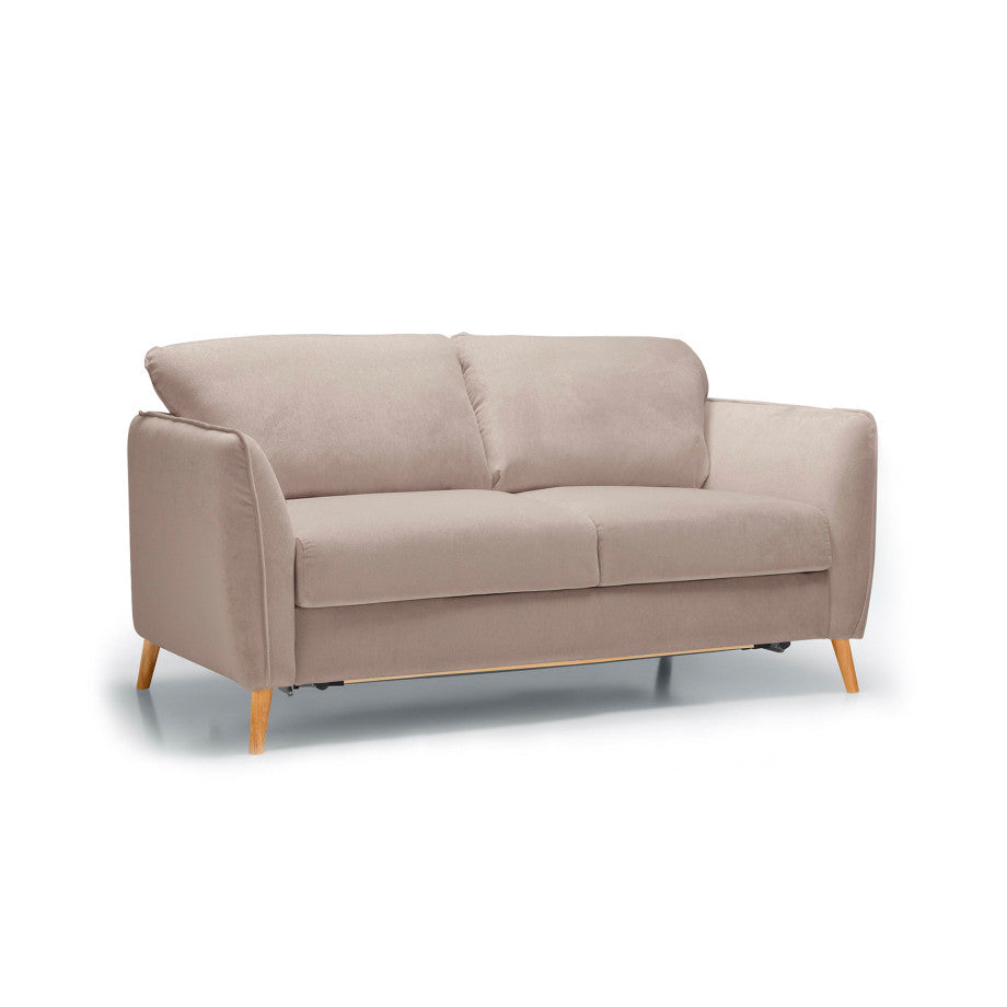 Canapé convertible Aquaclean® Lucy avec pieds en chêne naturel, design scandinave