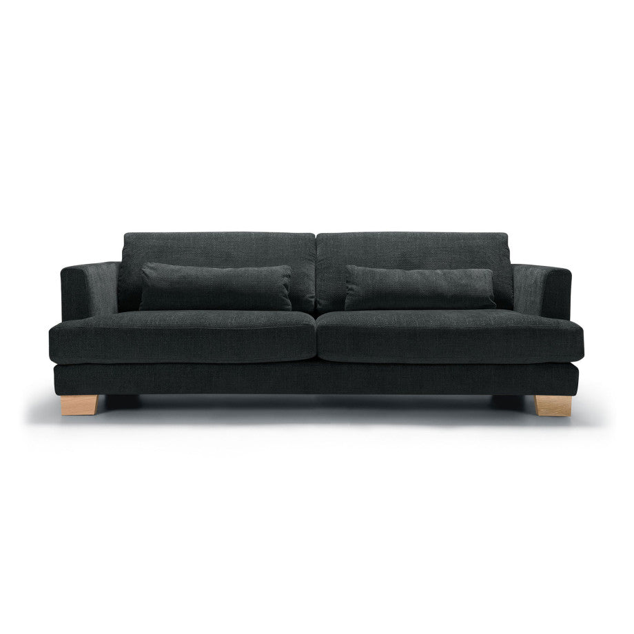 Canapé Brandon en tissu chenille avec pieds en bois, design élégant et contemporain