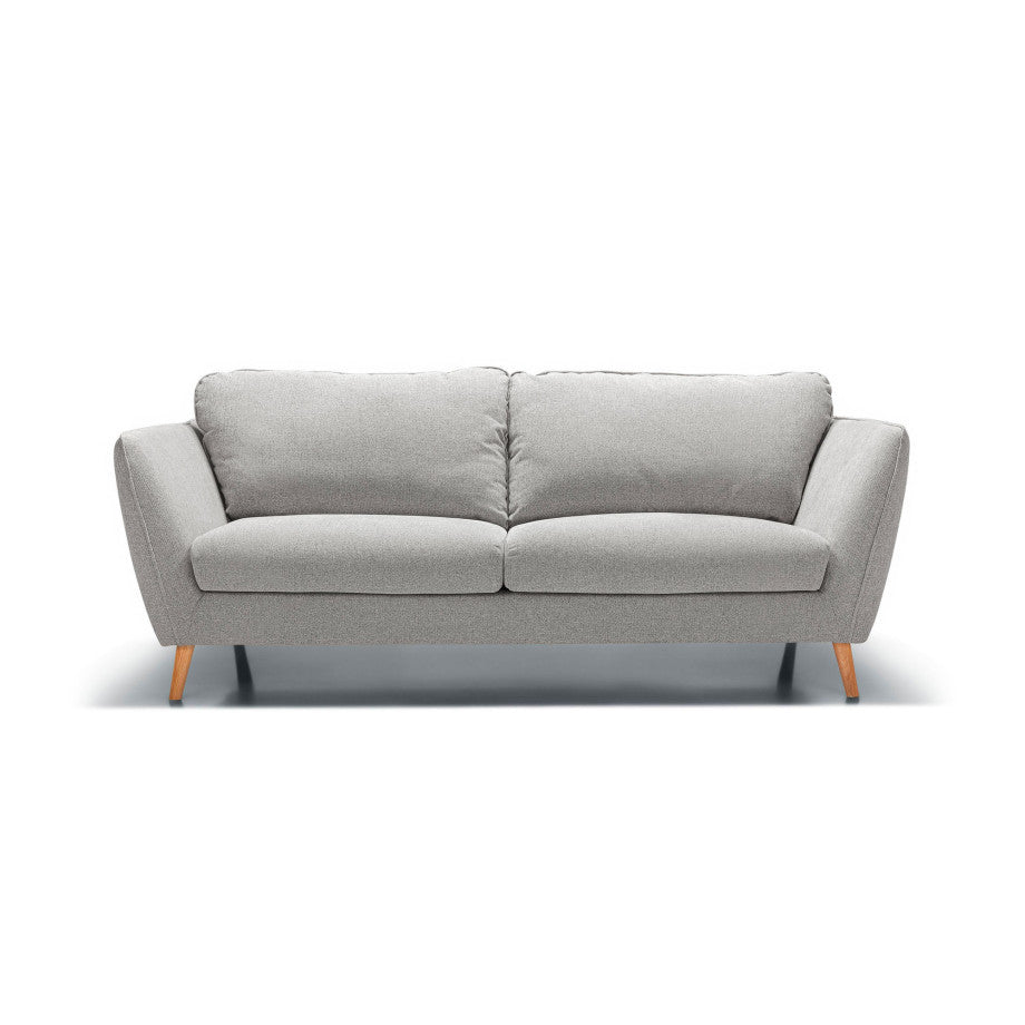 Canapé Stella en tissu chenille avec pieds en bois, design scandinave élégant