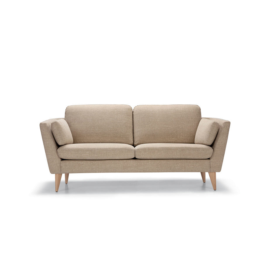 Canapé Mynta en tissu naturel coton et lin avec pieds en bois
