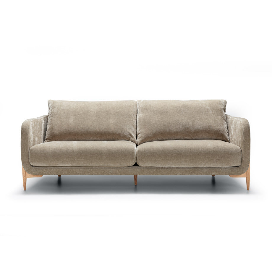 Jenny velours Cold Beige 3 places - Vue de face