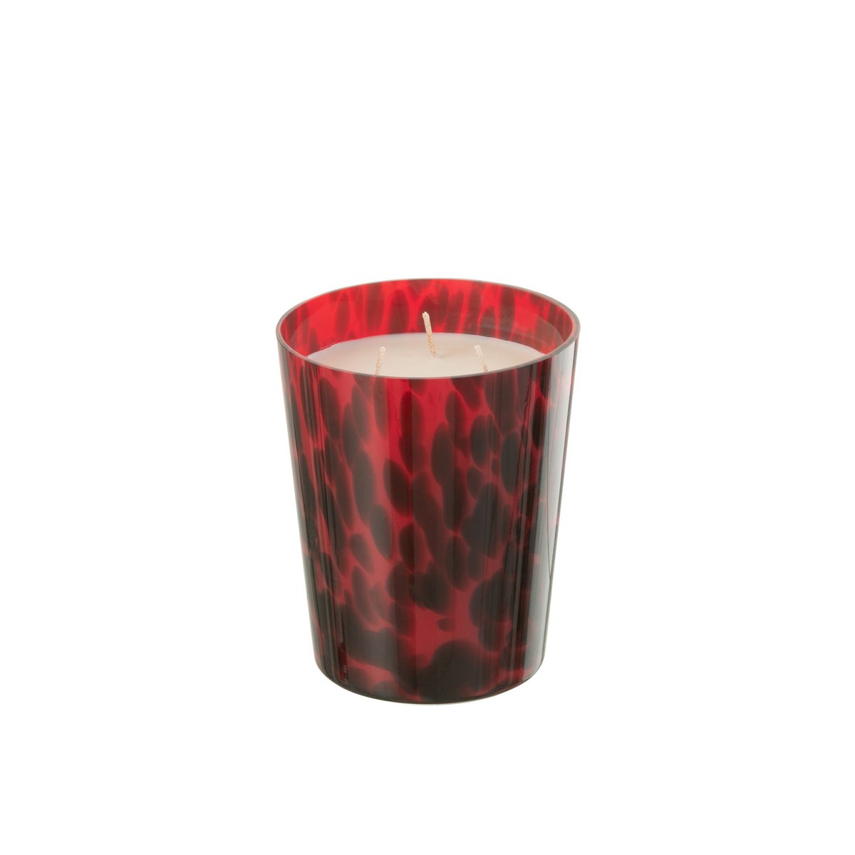 Bougie parfumée J-Line Noa en verre rouge avec parfum bois de santal