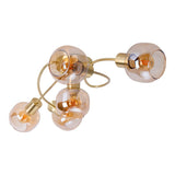 Le plafonnier / plafond "en laiton" Libby ", lampe au plafond classique en métal de couleur en laiton et en verre teinté en ambre, avec socket E14, pour salle à manger, salon, couloir ou bureau, 65,5 cm de long