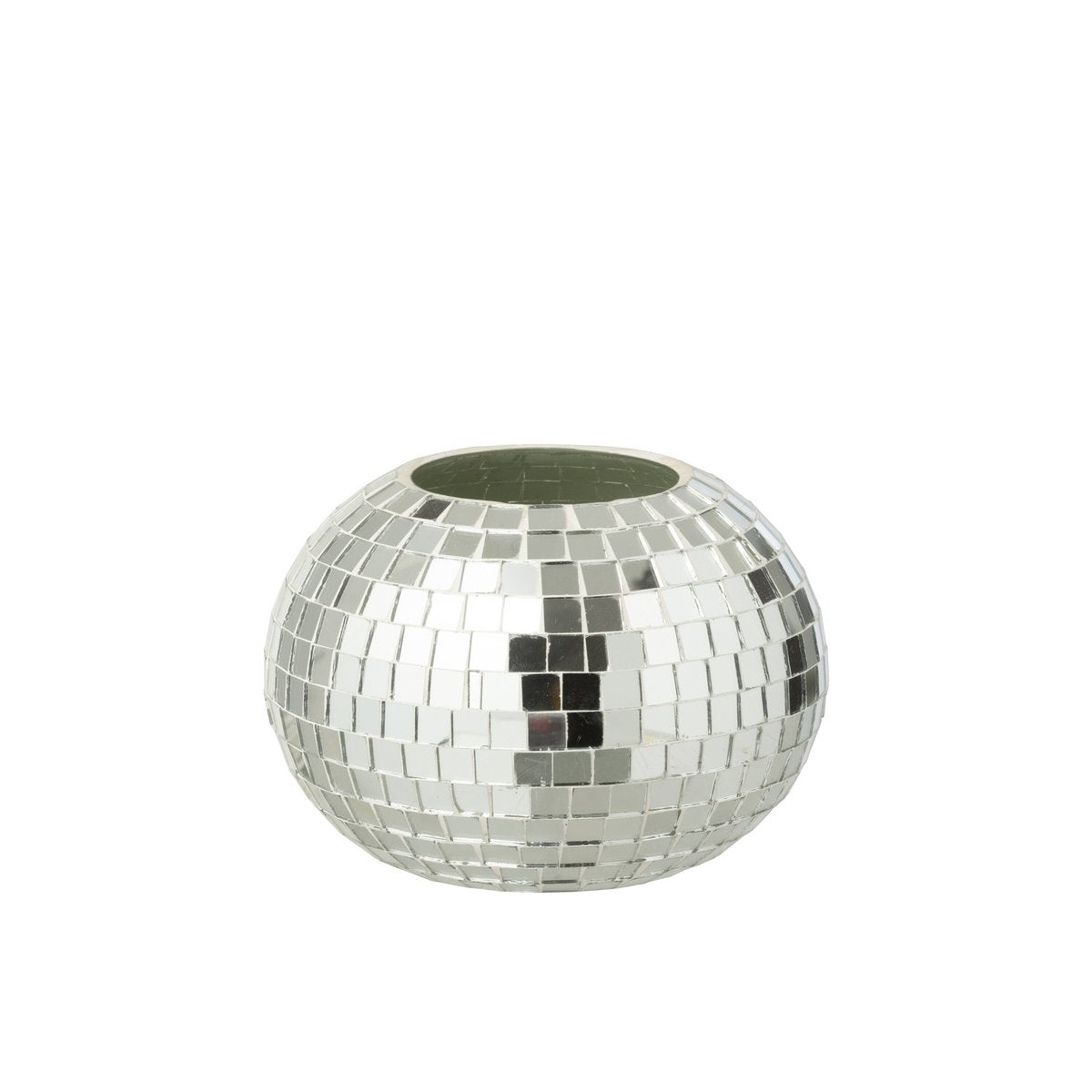 Bougeoir J-Line Mosaic en verre argenté, mise en scène artistique