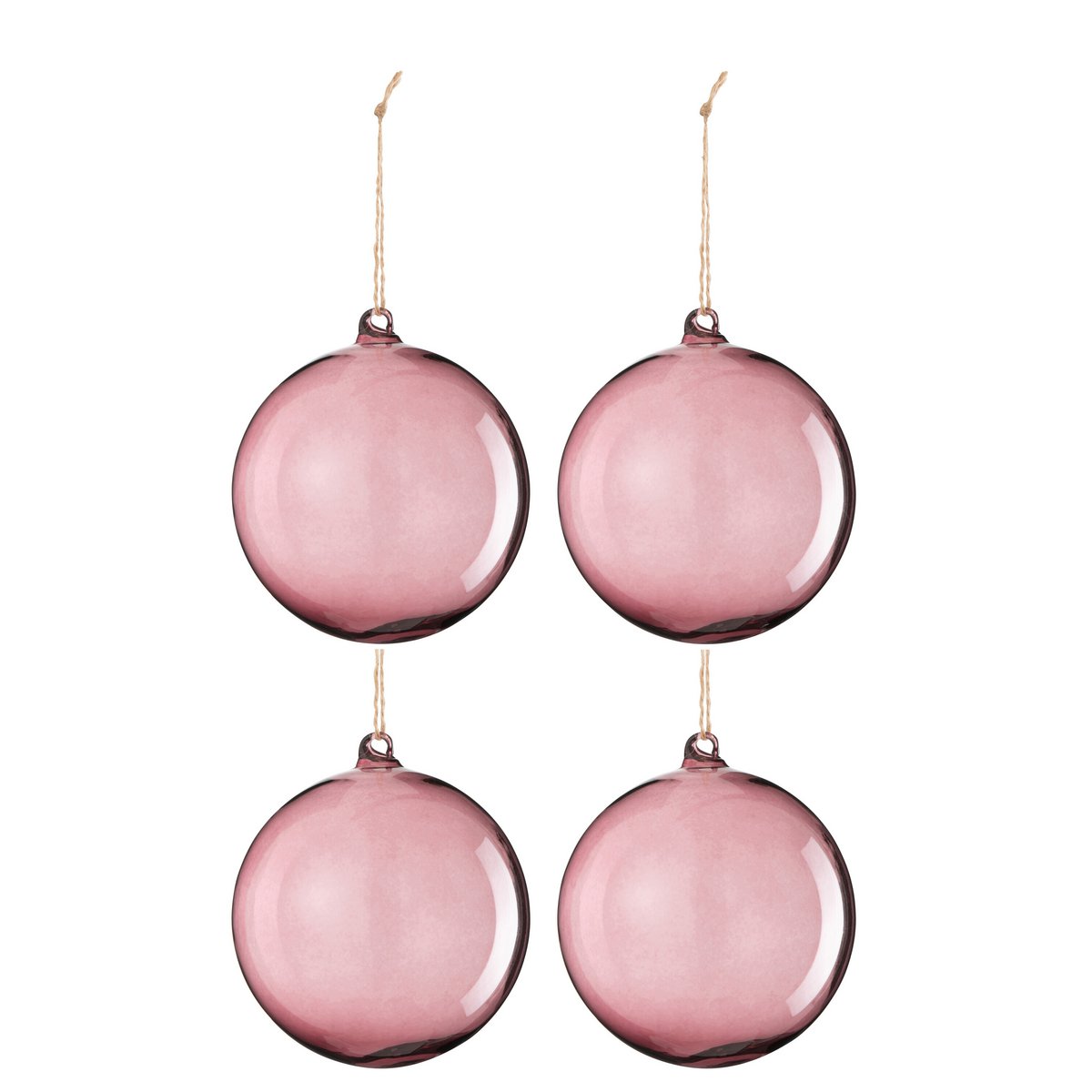 Boule de Noël J-Line en verre violet clair, élégante et raffinée, boîte de 4.