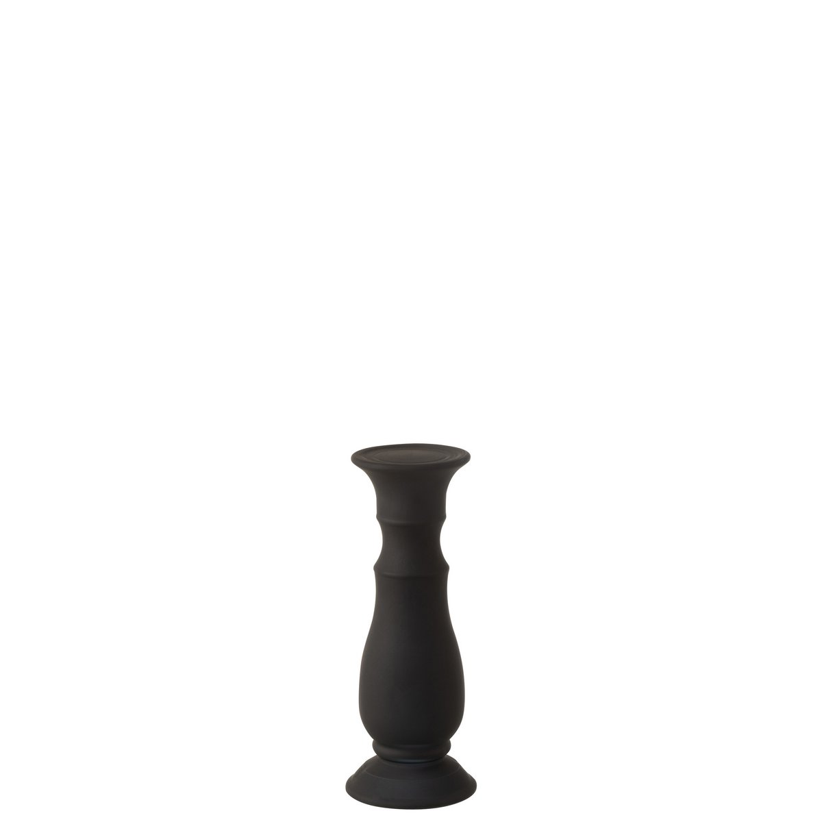 Bougeoir J-Line en verre noir, vue de face avec finition mate