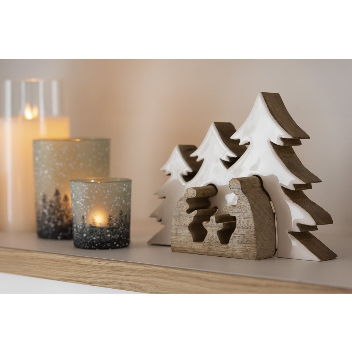 Détails de la mangeoire en bois blanc/naturel J-Line