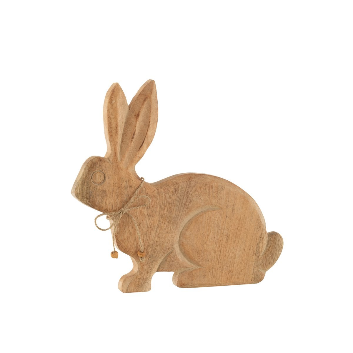 Décoration Lapin en Bois Naturel par J-Line, vue de face