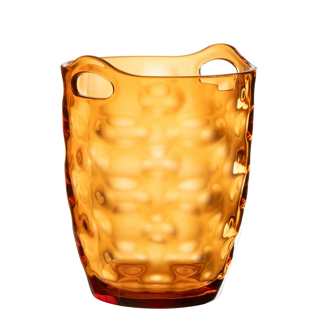 Seau à glace J-Line Leonard en plastique orange, élégant et moderne.