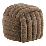 Pouf Napier marron avec texture en polyester, vue de face