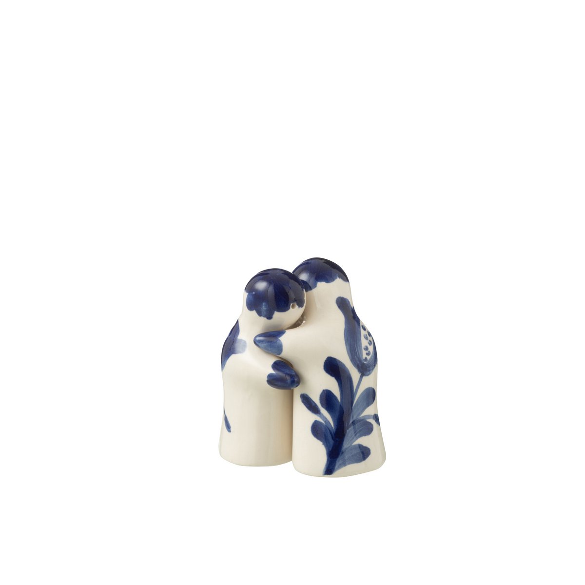 Salière-Poivrière Stellings Grenade en céramique blanche et bleue, vue de face