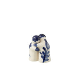Salière-Poivrière Stellings Grenade en céramique blanche et bleue, vue de face