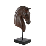 Tête de Cheval J-Line en polyrésine marron foncé, décoration élégante pour intérieur