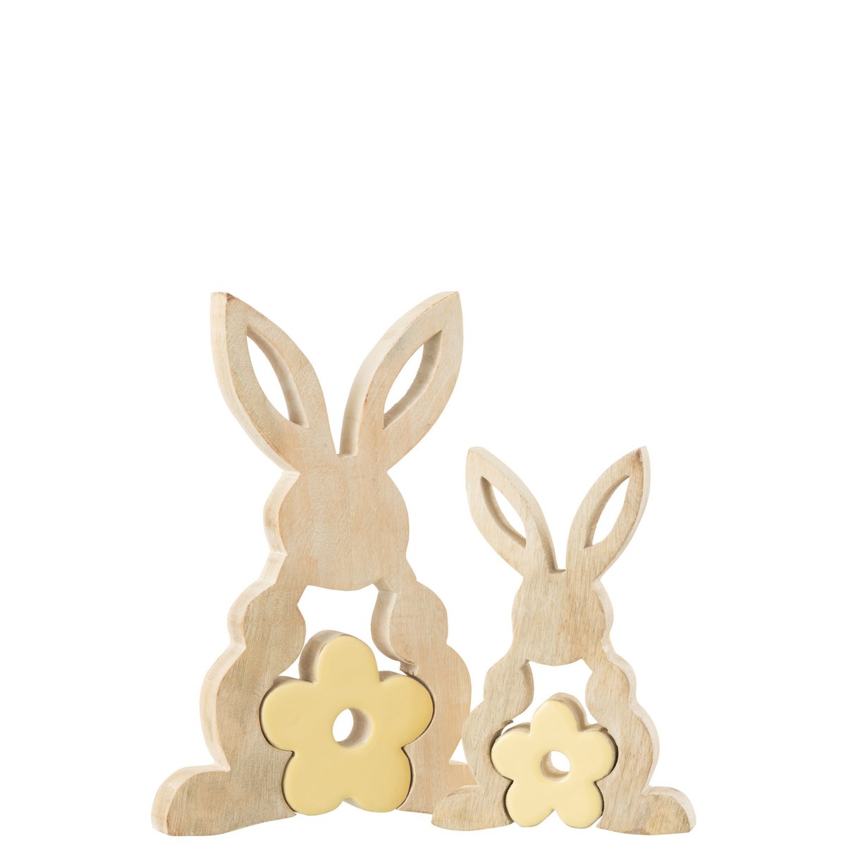 Lapin en Bois Jaune J-Line, intégré dans un salon moderne