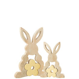 Lapin en Bois Jaune J-Line, intégré dans un salon moderne