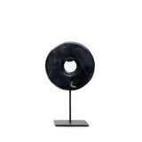 Disque en marbre noir sur support - Élégance et design contemporain