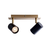 Mur et plafond à 2 places "Frida" en métal noir / or, projecteurs de plafond, Gu10, plafond pour salle à manger, salon, couloir ou bureau, 24 cm de long