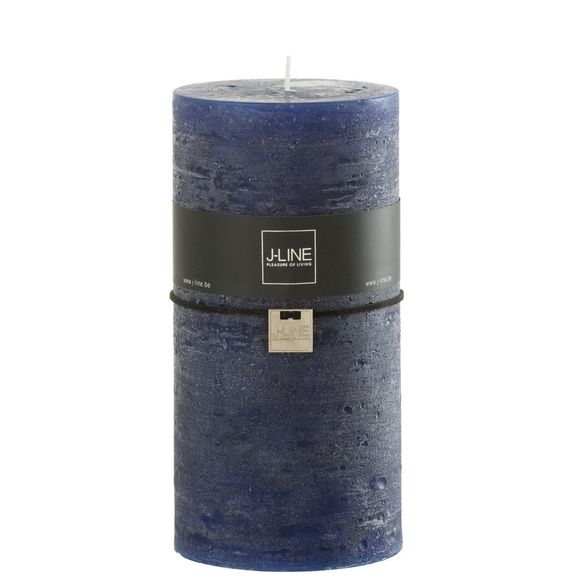 Bougie cylindrique J-Line en bleu profond, design élégant et moderne
