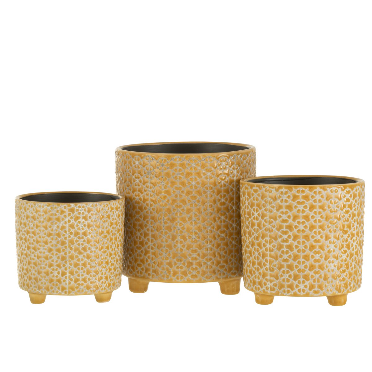 Pot de fleurs J-Line en céramique ocre, vue de face