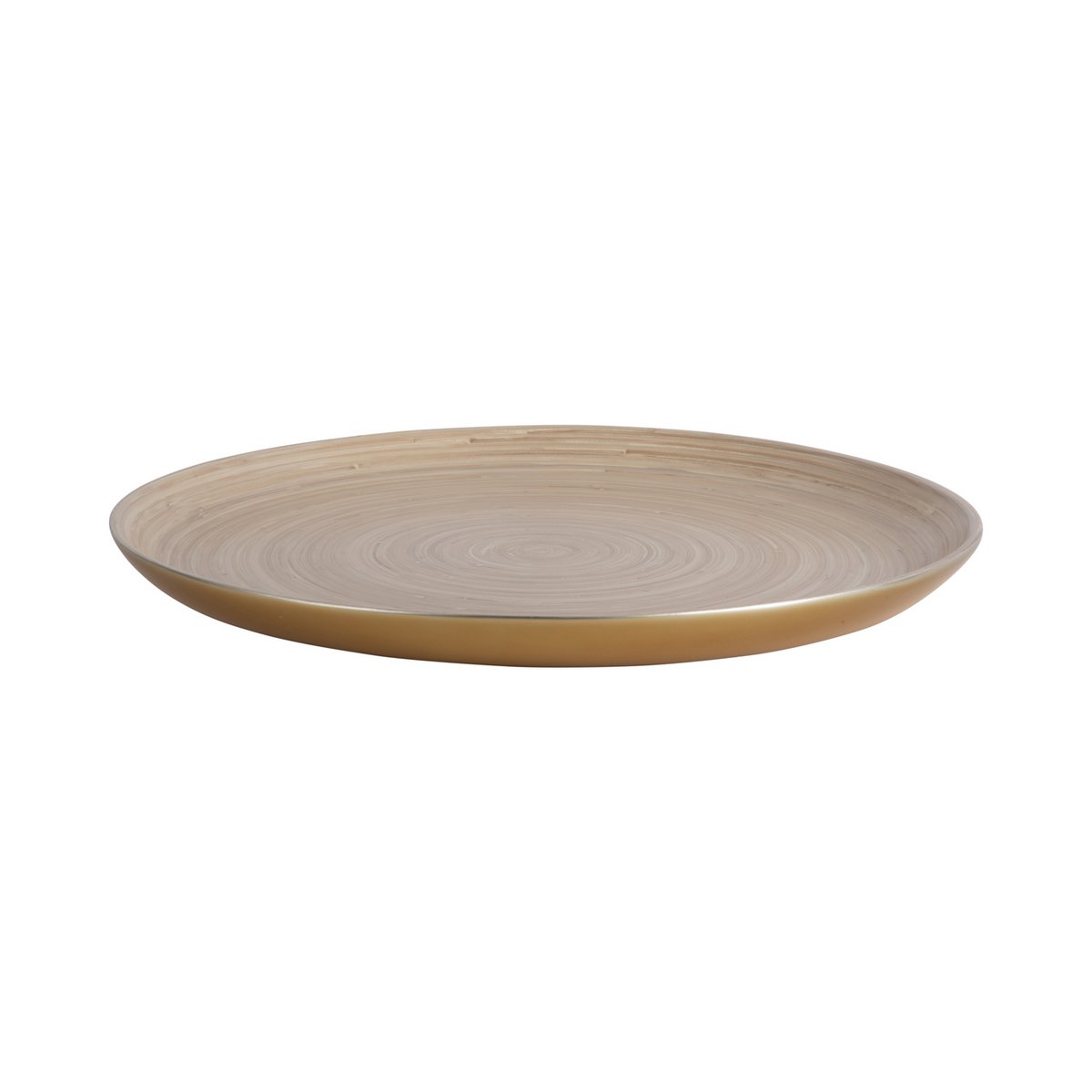 Plateau Puro en bambou doré sur une table moderne