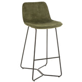 Vue arrière de la chaise de bar Laurent en métal et textile vert