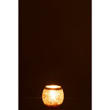 Bougeoir J-Line Frosty Round, détail du verre rose
