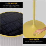 Lampe de batterie solaire "Emmi" 38 cm de haut, parapluie Ø 13 cm, métal en plastique jaune et blanc, pour la zone extérieure, cct.