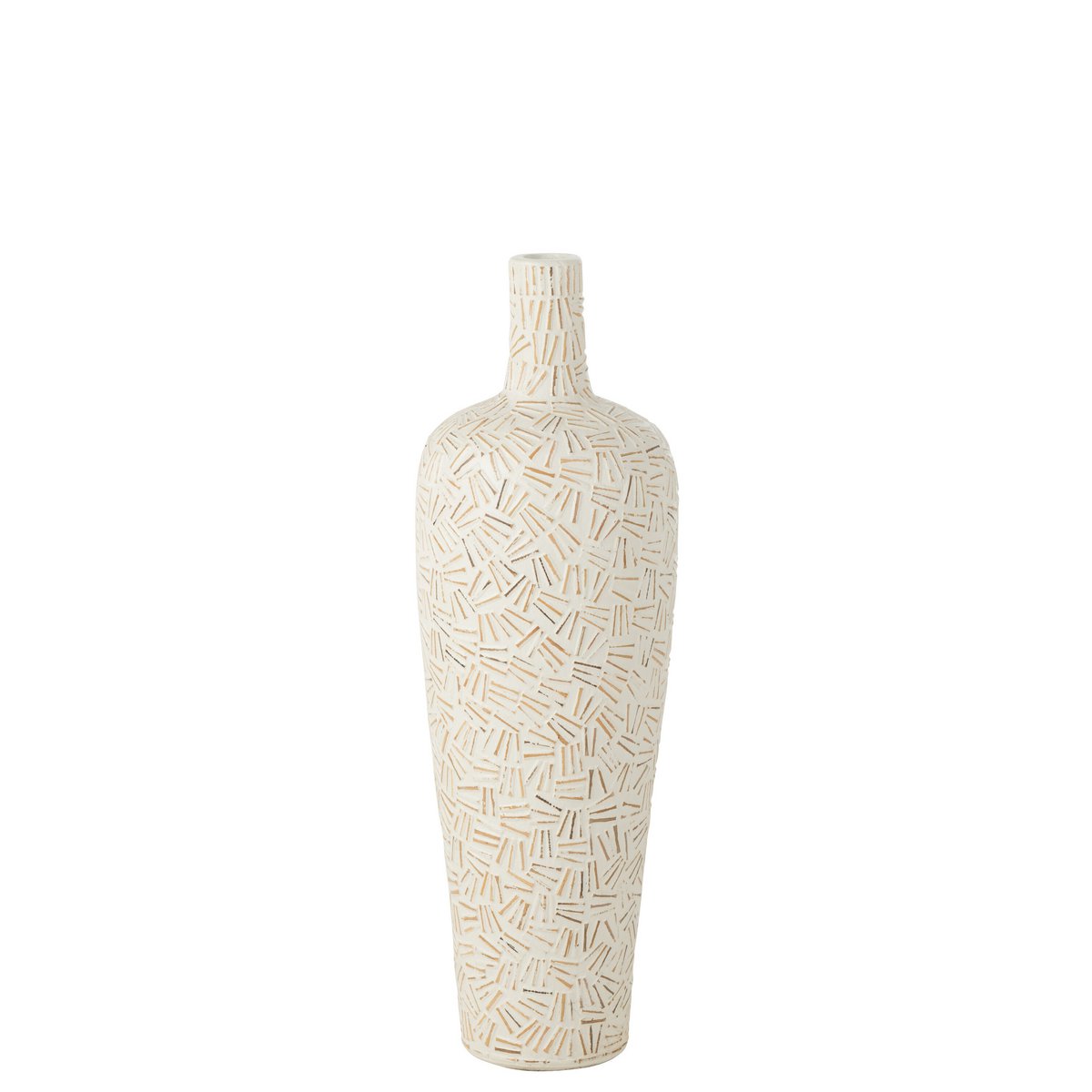 Vase Lauwra J-Line en ciment blanc, vue latérale mettant en valeur sa hauteur