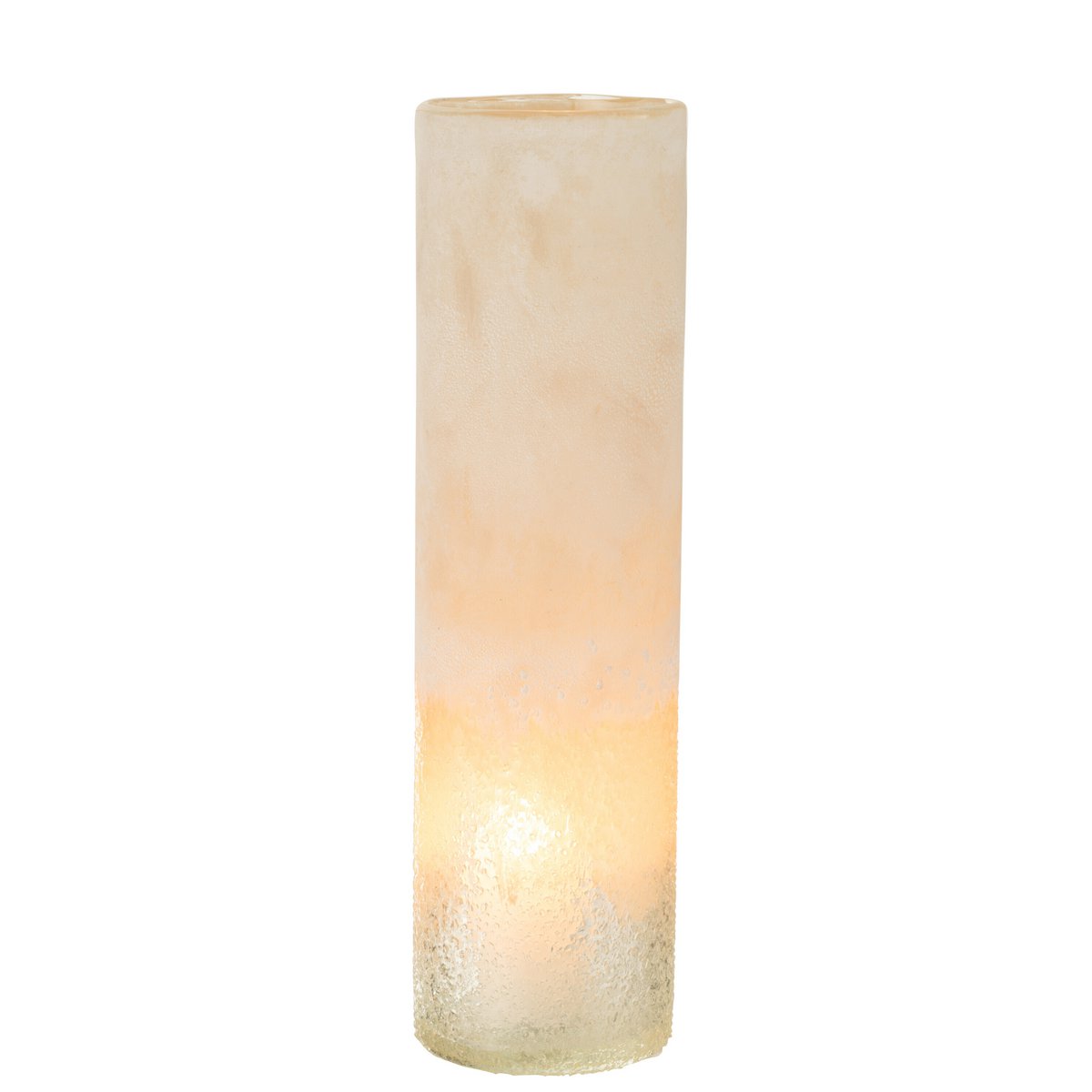 Vase J-Cylindre en verre beige, détail du design