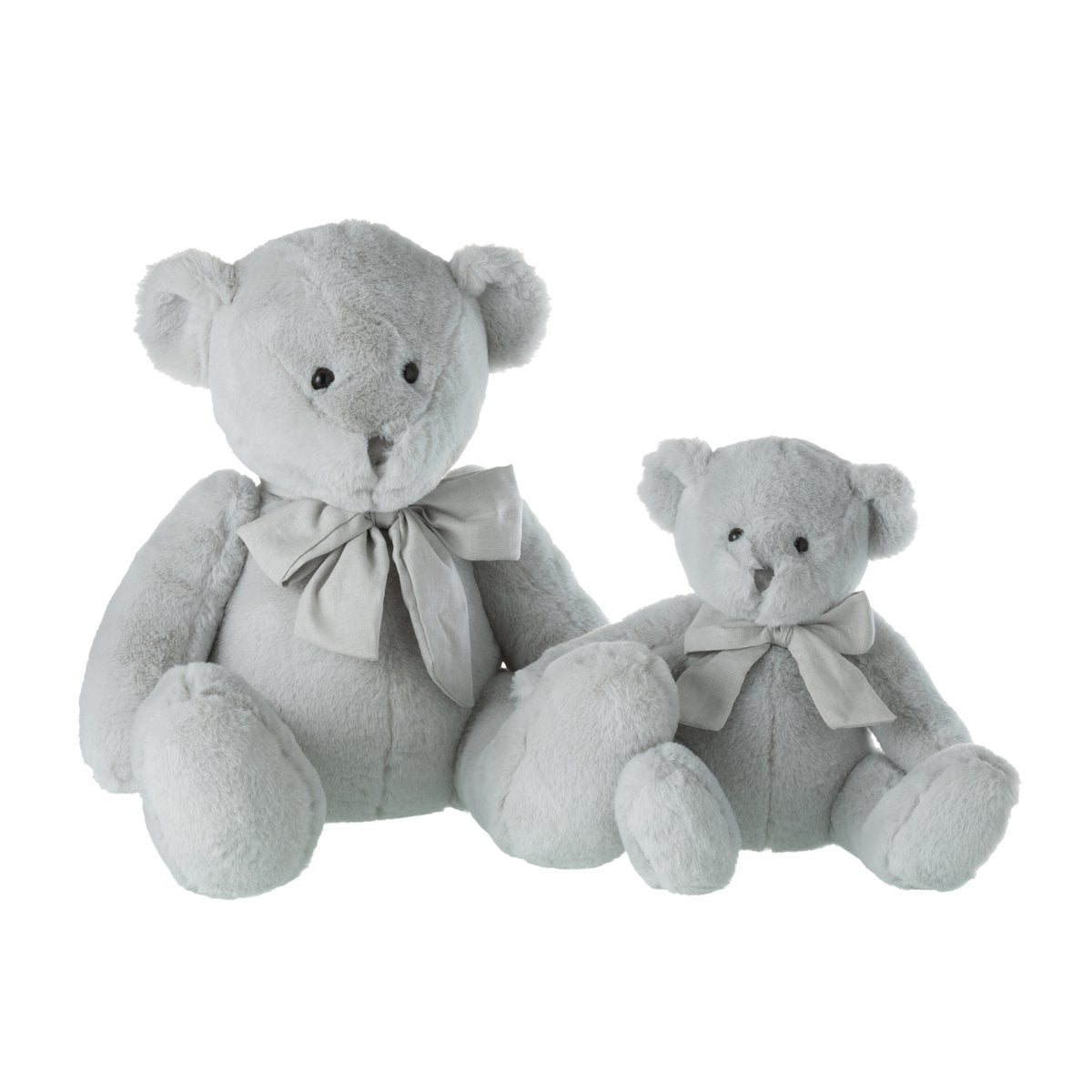 Peluche ours J-Line en polyester gris avec nœud élégant