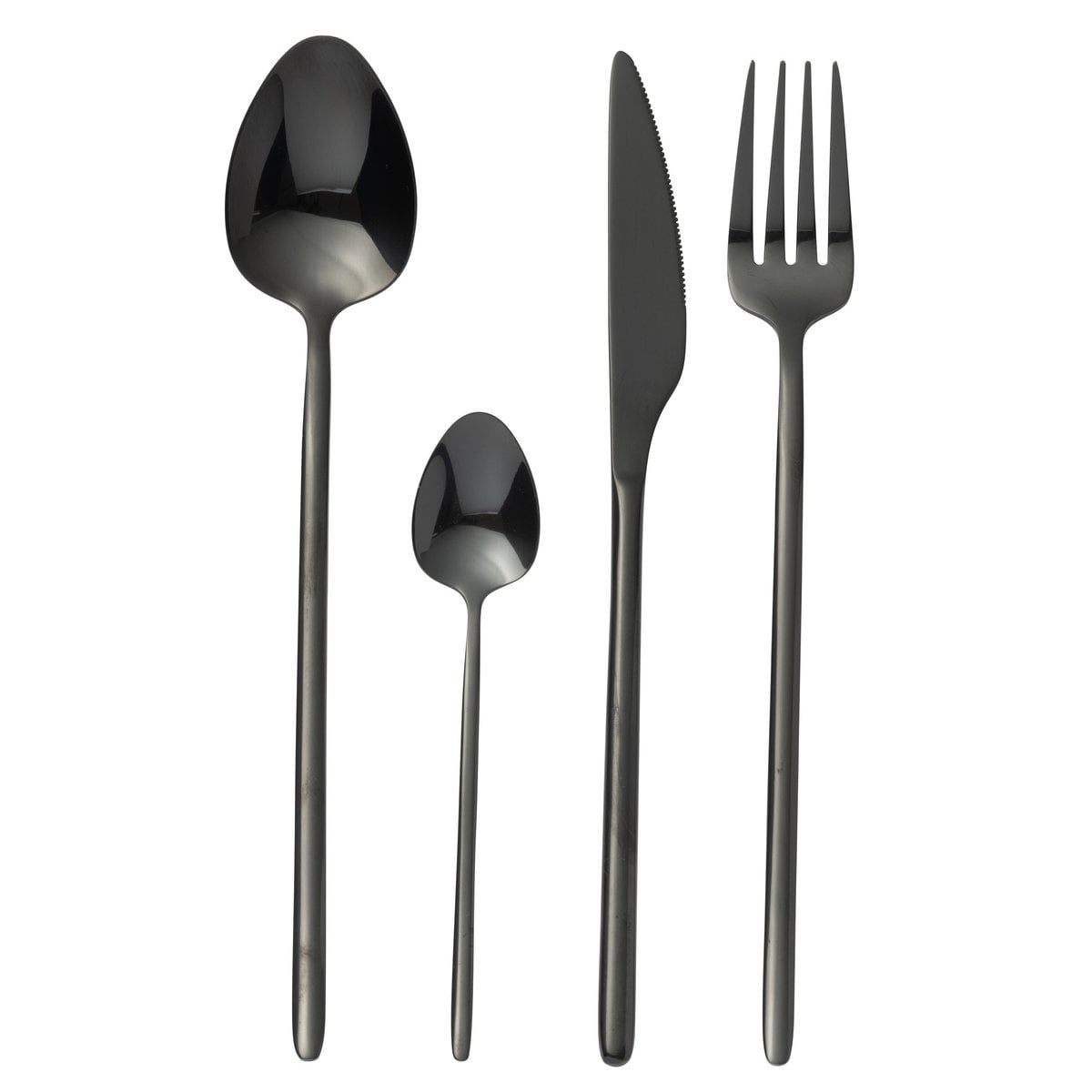 Couverts J-Line en acier noir brillant - vue d'ensemble