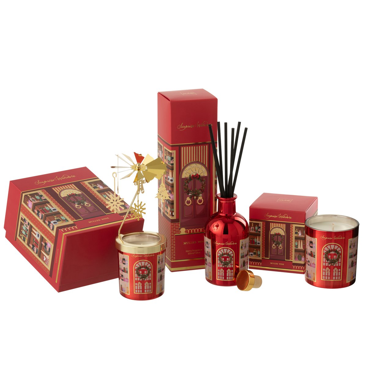 Bougie parfumée J-Line Carousel - vue de face avec couleur corail